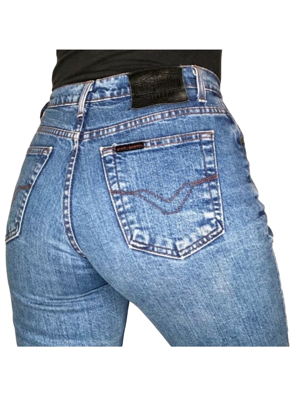 1990s Vintage Harley Davidson Straight Leg High Rise Jeans Retro Size 10P 30"